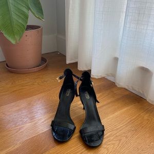 Michael Kors 3inch black snakeskin strapped heels